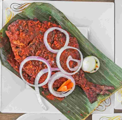 Grilled pomfret fish with Sri Lankan masala